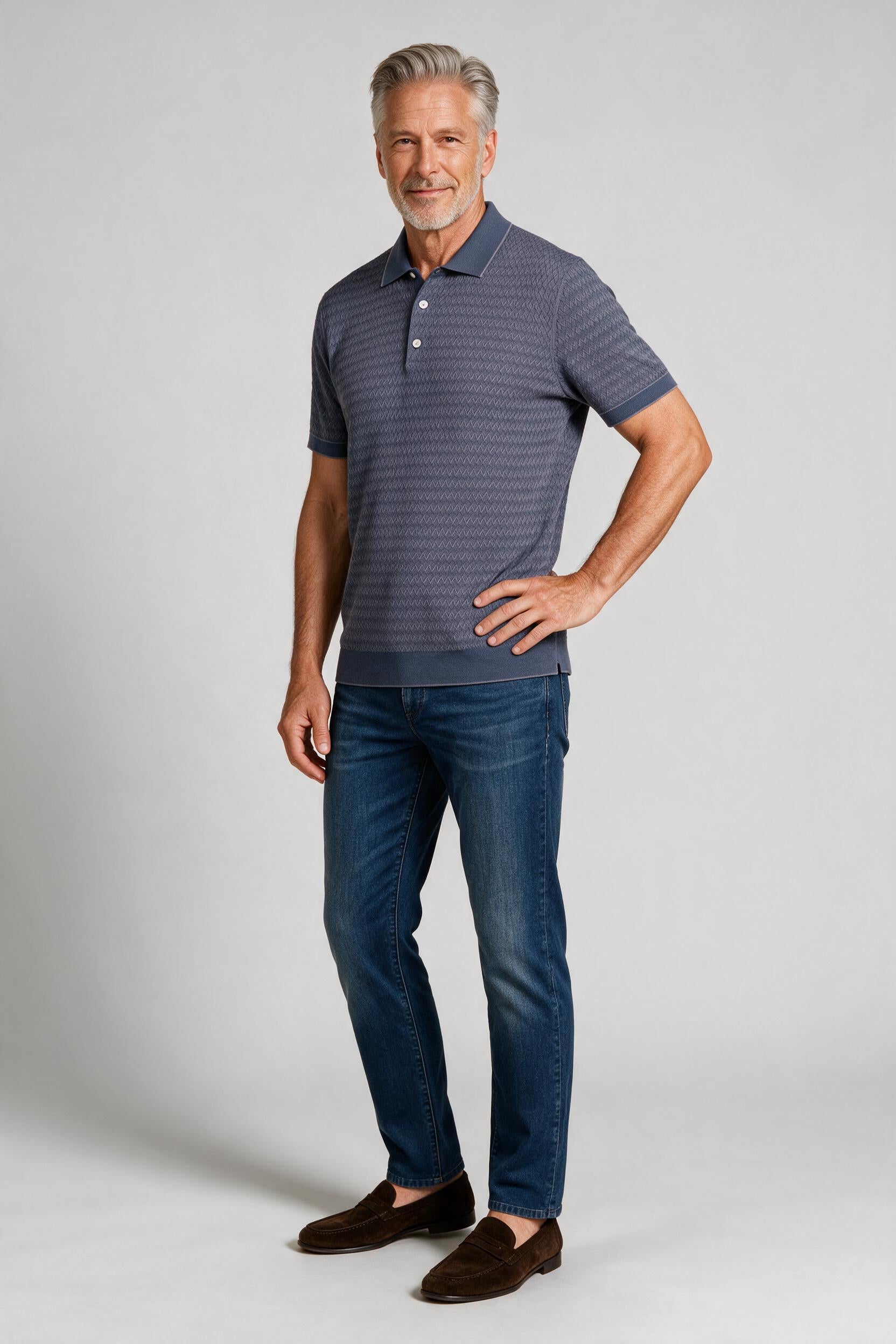 Bugatchi S/S Polo Sweater, Hazy Blue | Mondo Uomo Naples FL