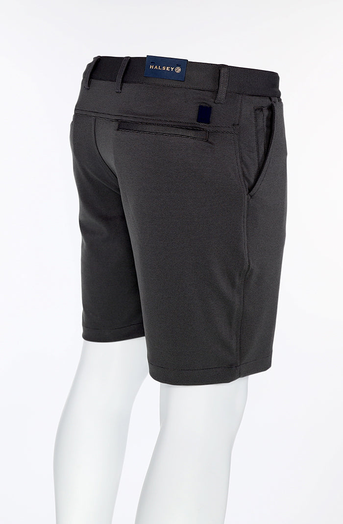 Halsey Breakwater Men’s Shorts in Black Stripe with Hidden Zipper Pockets Back Angled View
