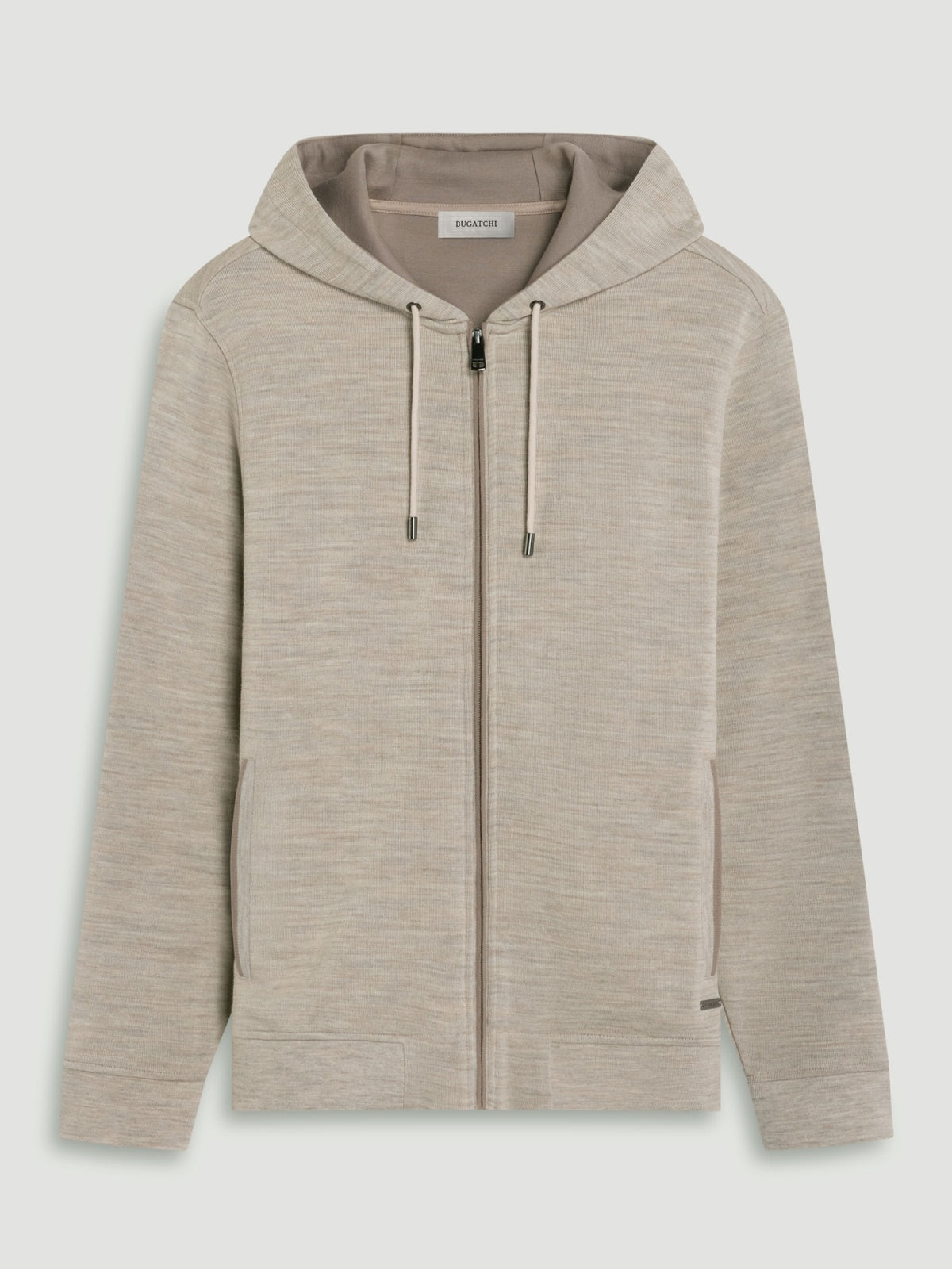 Bugatchi L/S Full-Zip Hoodie, Oatmeal | Mondo Uomo Naples FL