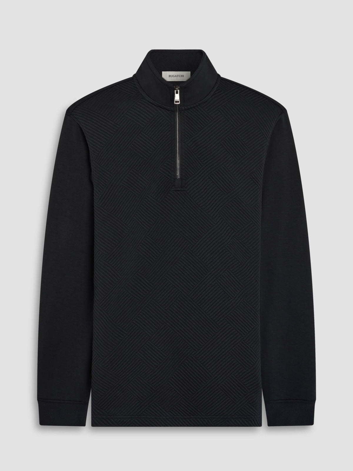 Bugatchi Soft Touch Quarter-Zip Knit, Black | Mondo Uomo Naples FL