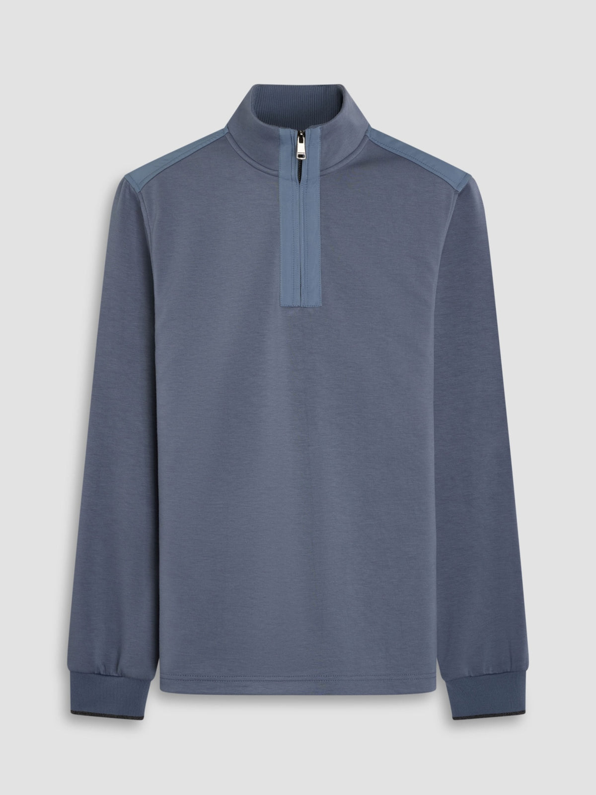 Bugatchi Soft Touch Quarter-Zip Knit, Steel | Mondo Uomo Naples FL
