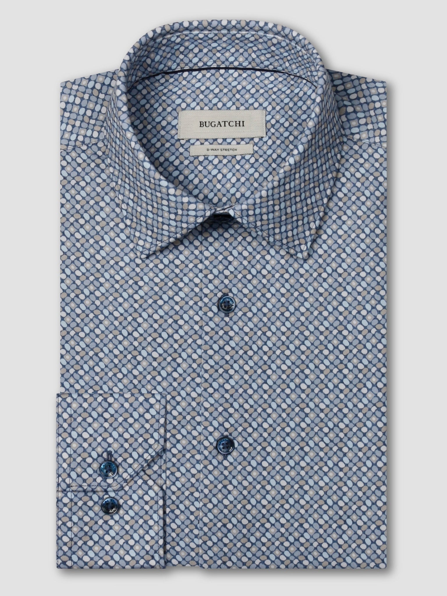 Bugatchi Ooohcotton L/S James Shirt, Marine Blue | Mondo Uomo Naples FL