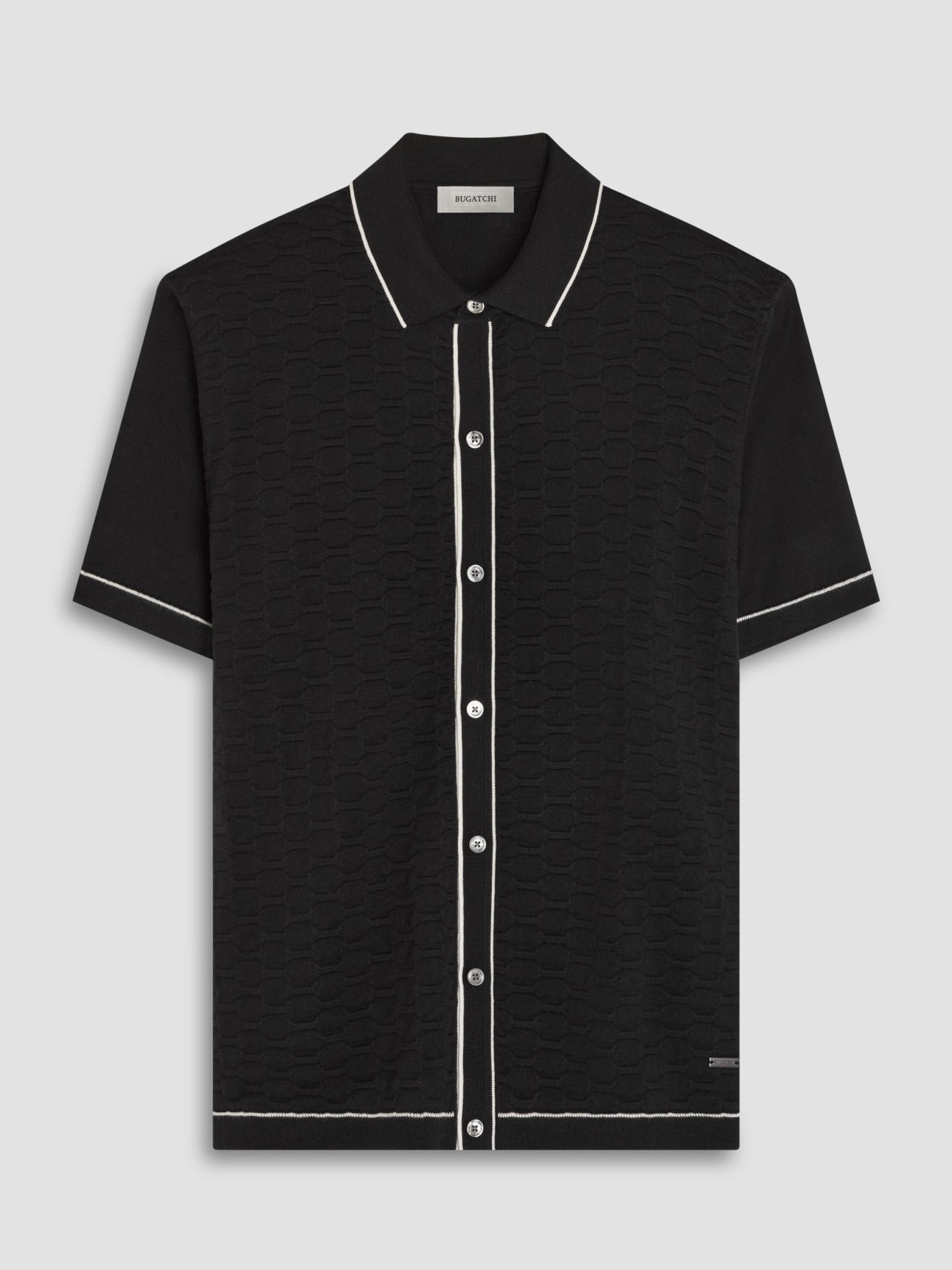 Bugatchi S/S Shirt Sweater, Black | Mondo Uomo Naples FL