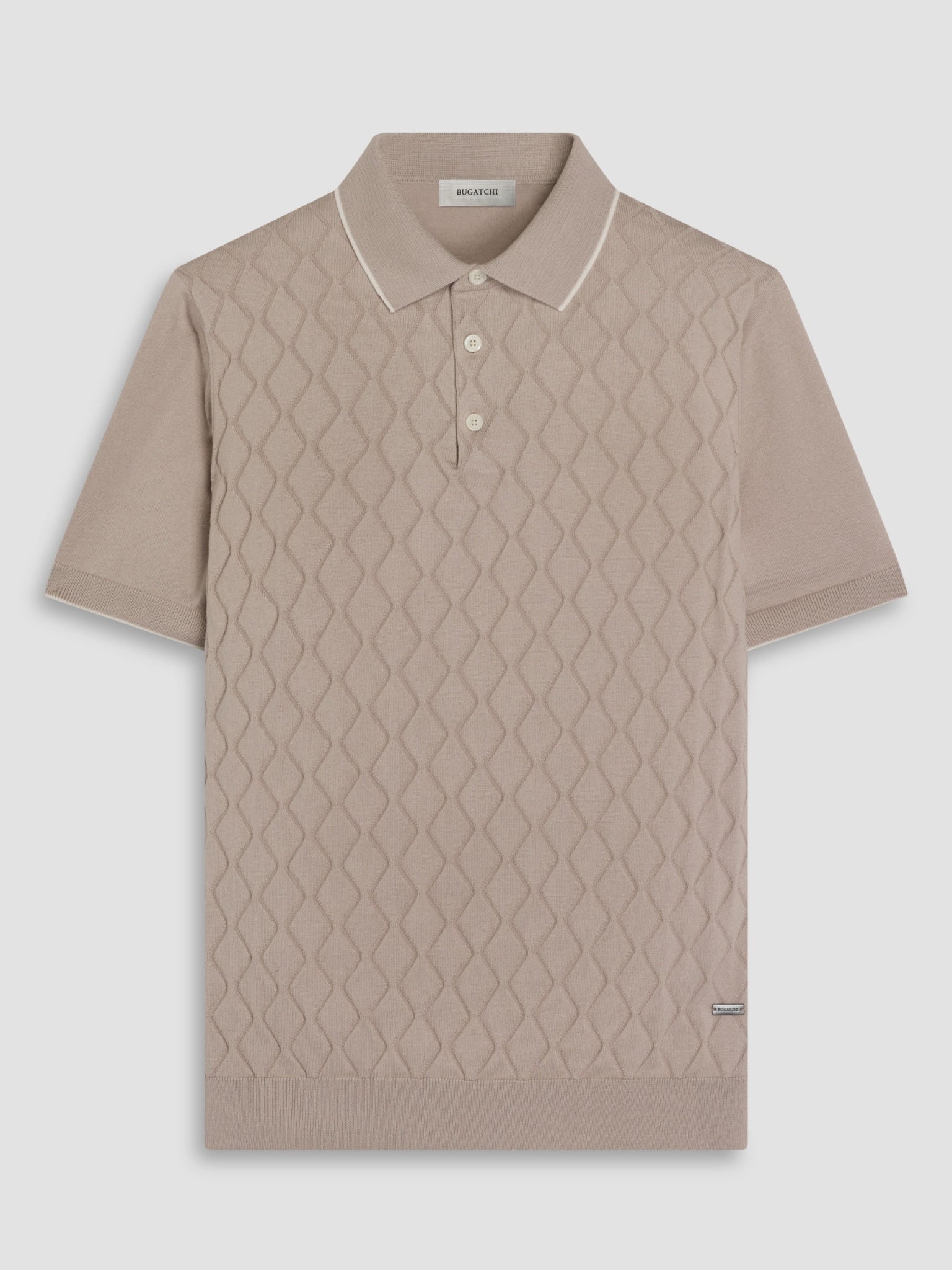 Bugatchi S/S Argyle Polo Sweater, Oatmeal | Mondo Uomo Naples FL