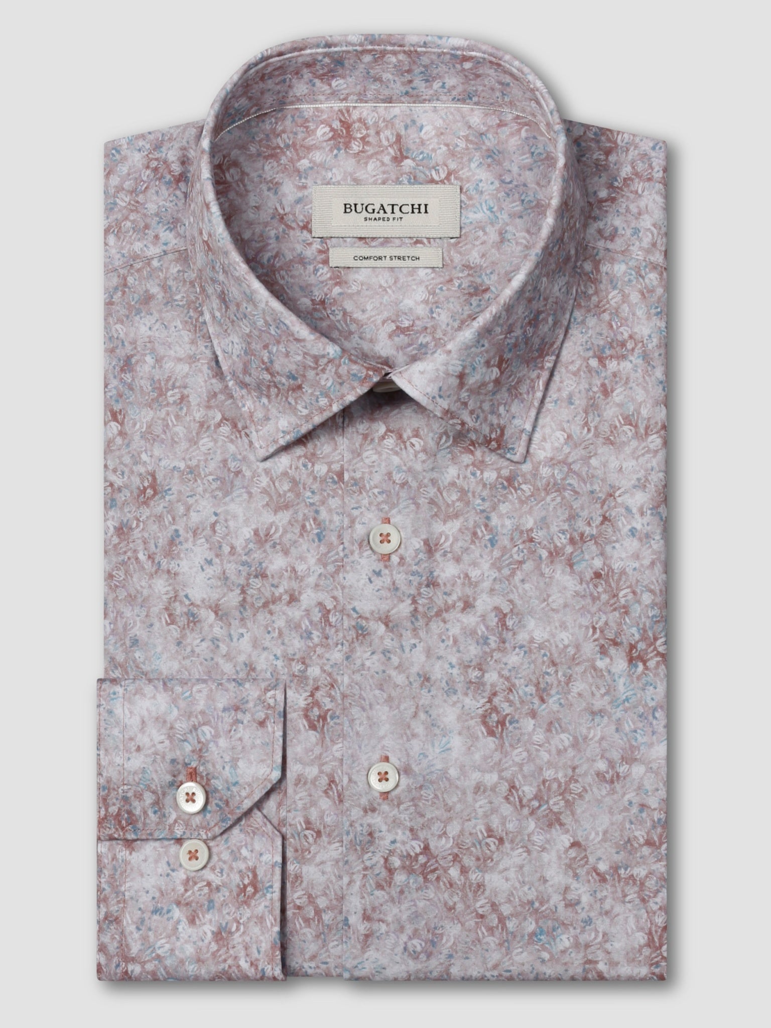 Bugatchi L/S Julian Shirt, Dusty Pink | Mondo Uomo Naples FL