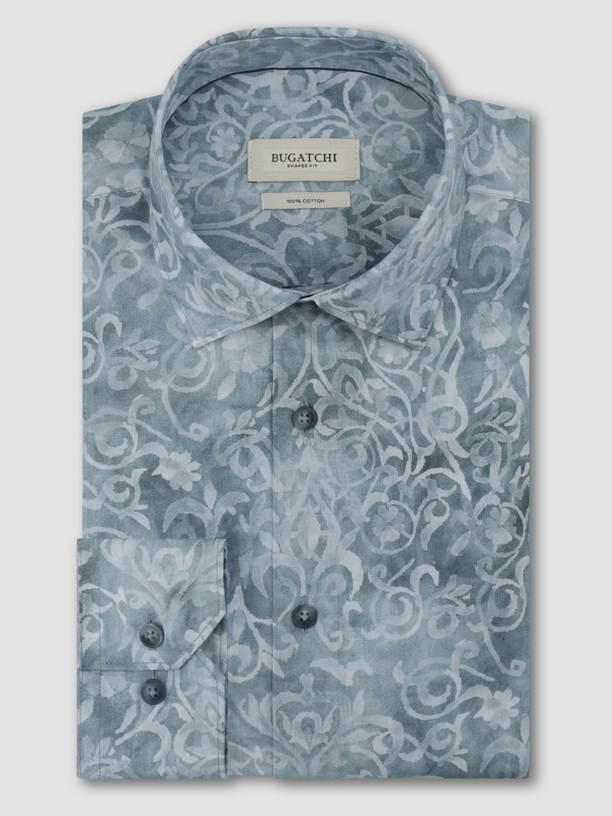 Bugatchi L/S Axel Shirt, Slate | Mondo Uomo Naples FL