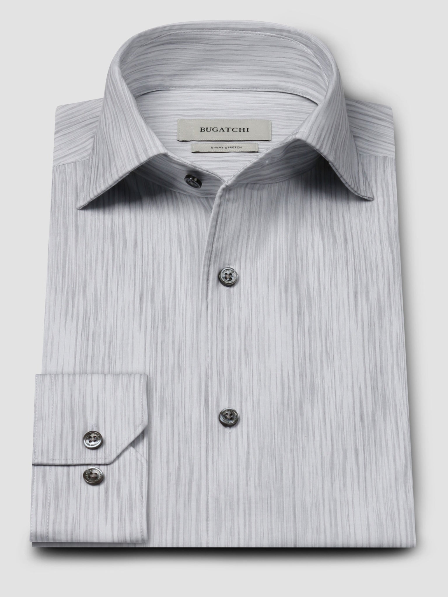 Bugatchi Ooohcotton L/S Devon Shirt, Platinum | Mondo Uomo Naples FL