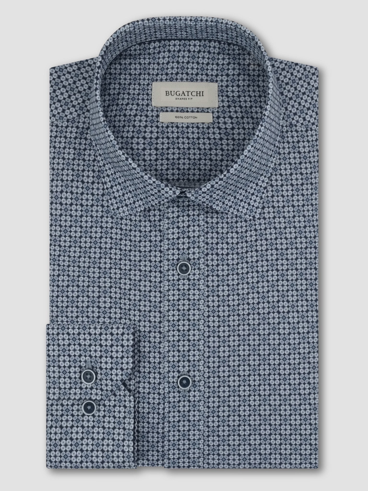 Bugatchi L/S Axel Shirt, Navy | Mondo Uomo Naples FL