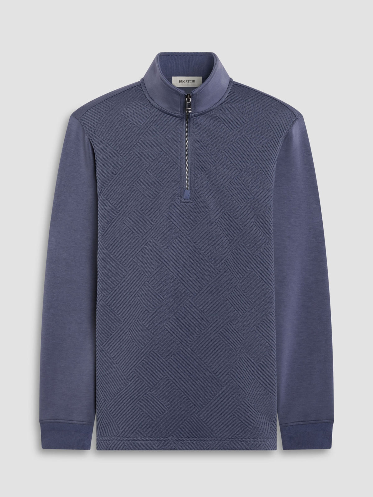 Bugatchi Soft Touch Quarter-Zip Knit, Steel | Mondo Uomo Naples FL