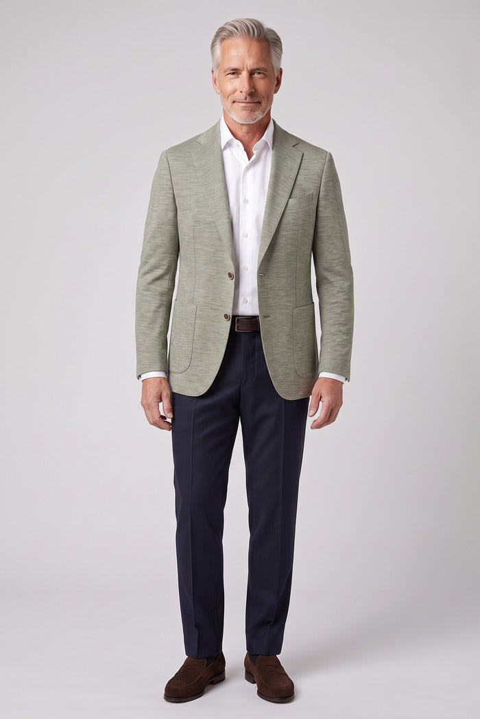 Sixty One Reda Wool & Cashmere Sport Coat, Green – full-length on model