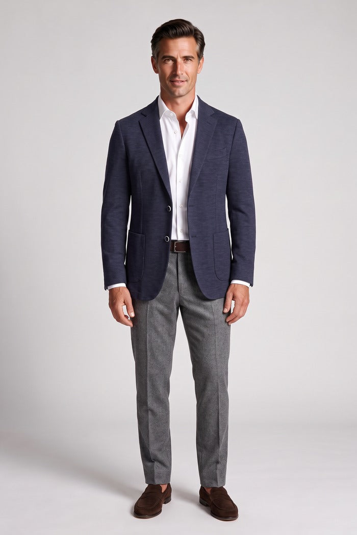 Sixty One Reda Wool & Cashmere Sport Coat, Navy – full-length on model