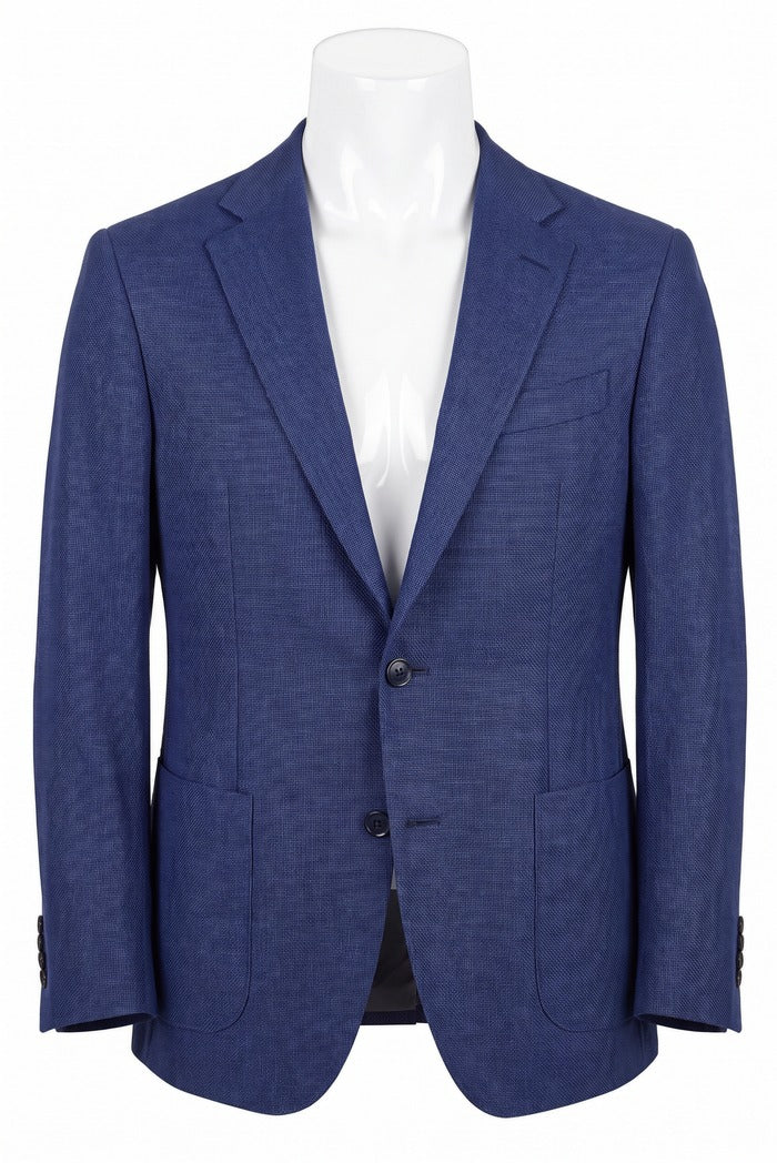 Sixty One Vitale Barberis Basketweave Sport Coat, Blue – front view | Mondo Uomo, Naples, Florida