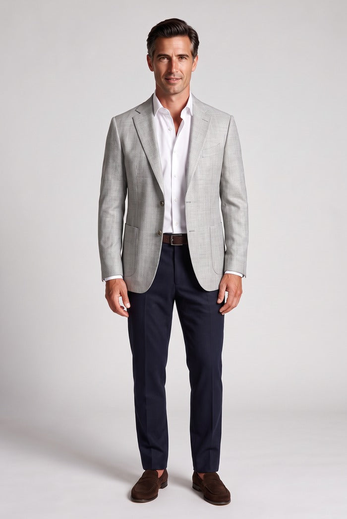 Sixty One Vitale Barberis Basketweave Sport Coat, Grey – full-length on model