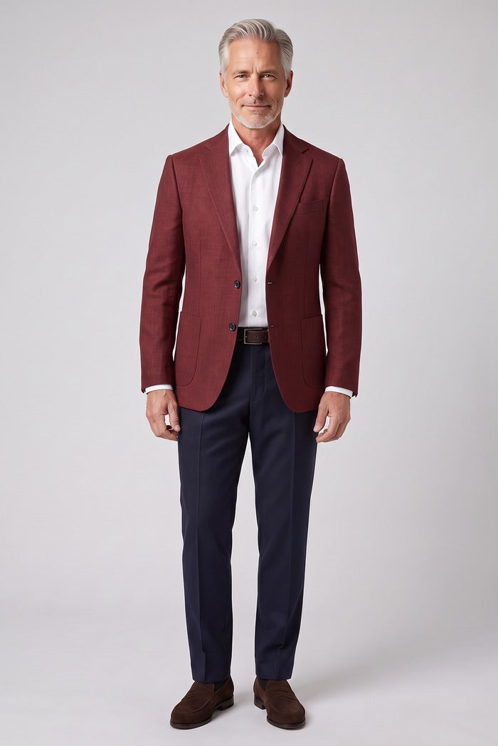 Sixty One Vitale Barberis Basketweave Sport Coat, Red – full-length on model