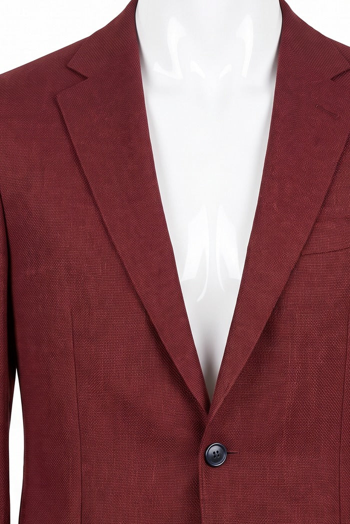 Sixty One Vitale Barberis Basketweave Sport Coat, Red – lapel and fabric detail