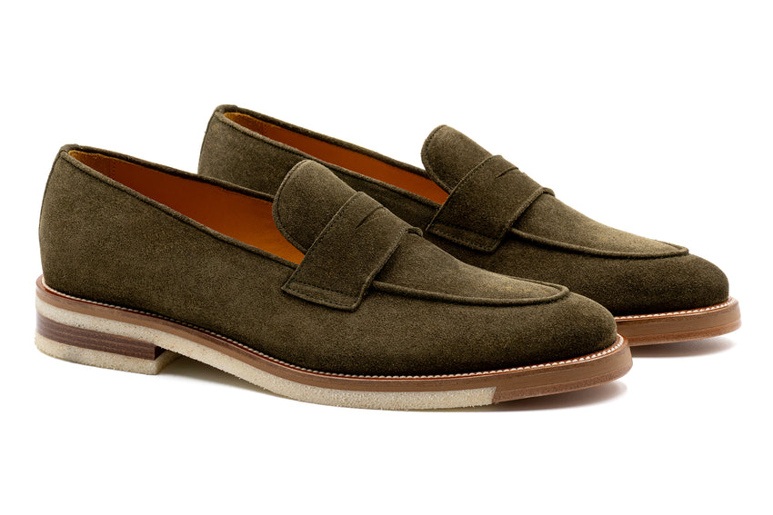 Martin Dingman Tuscan Penny Loafer, OLIVE | Mondo Uomo Naples FL