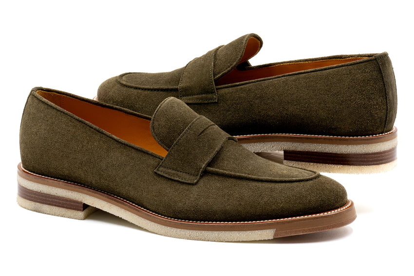 Martin Dingman Tuscan Penny Loafer, OLIVE – view 3