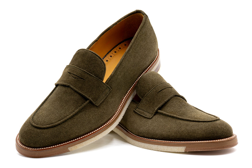 Martin Dingman Tuscan Penny Loafer, OLIVE – view 4
