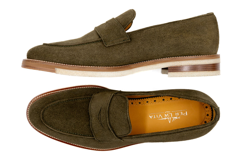 Martin Dingman Tuscan Penny Loafer, OLIVE – view 6