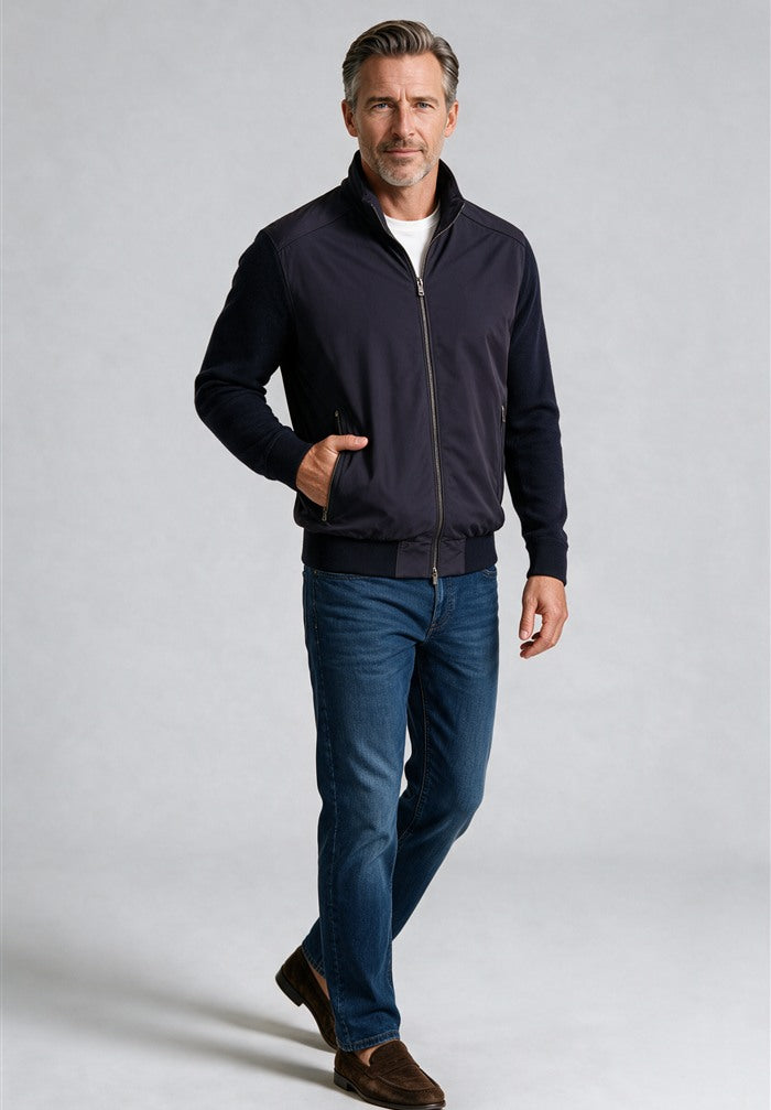 Paul & Shark Typhoon Platinum Wool Hybrid, Blue — worn with denim