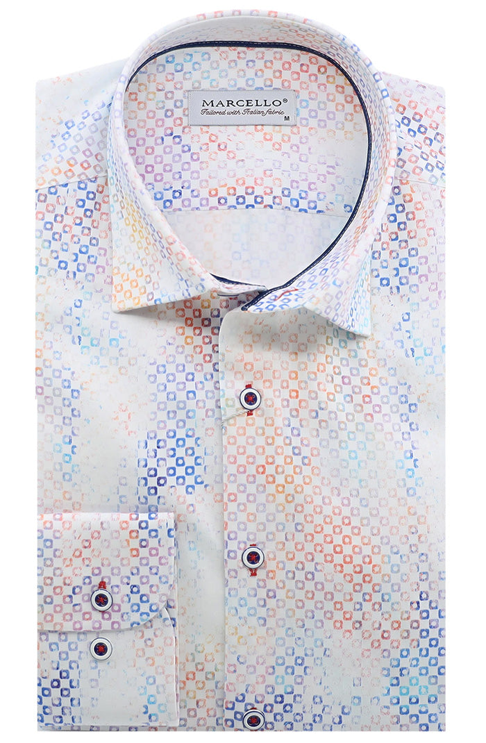 Marcello Long Sleeve Shirt, Rainbow Shaded / S