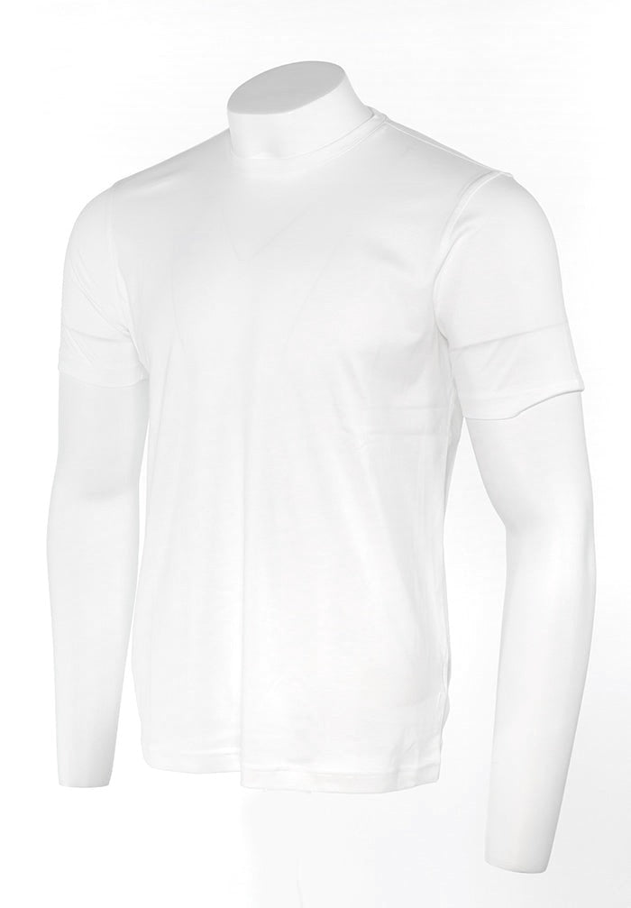 Raffi Aqua Cotton Lafayette Crew Neck Tee in White – view 3 #Color_White