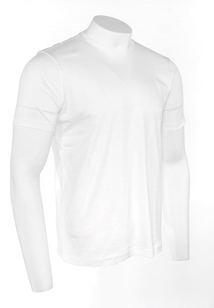 Raffi Aqua Cotton Lafayette Crew Neck Tee in White – view 4 #Color_White