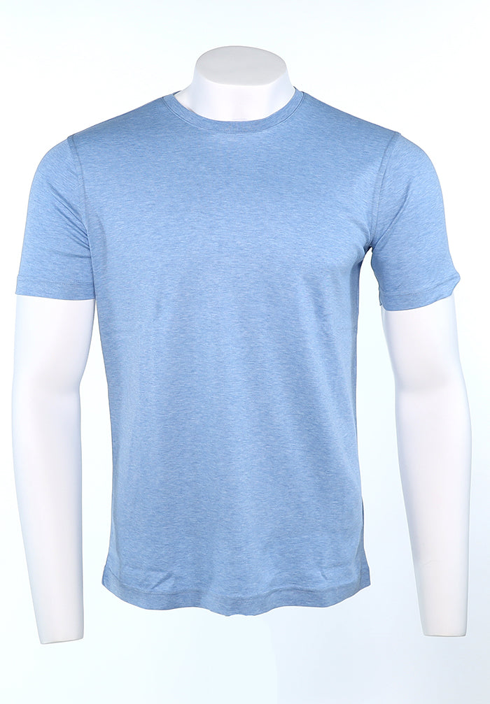 Raffi Pima Cotton Men’s Short Sleeve Sky Blue Crew Neck T-Shirt in Aqua Cotton – Mondo Uomo