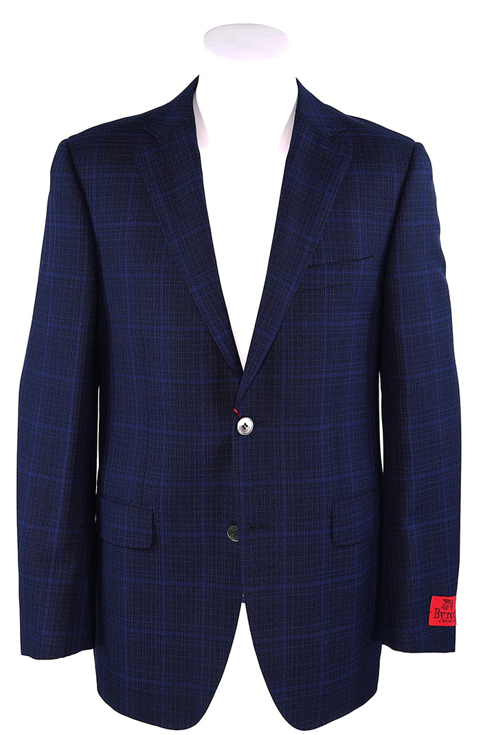 Byron Navy Windowpane - Men's Sport Coat - Mondo Uomo - Full Front View - 6594