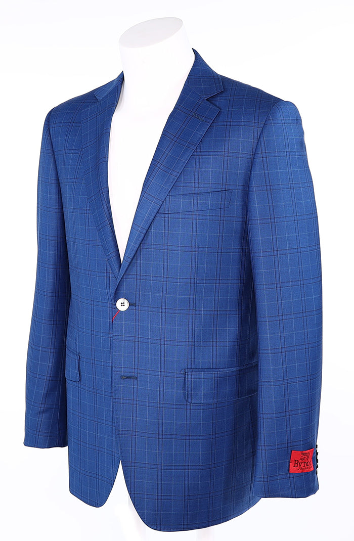 Byron Bright Blue Check - Men's Sports Coat - Mondo Uomo - Full Side View