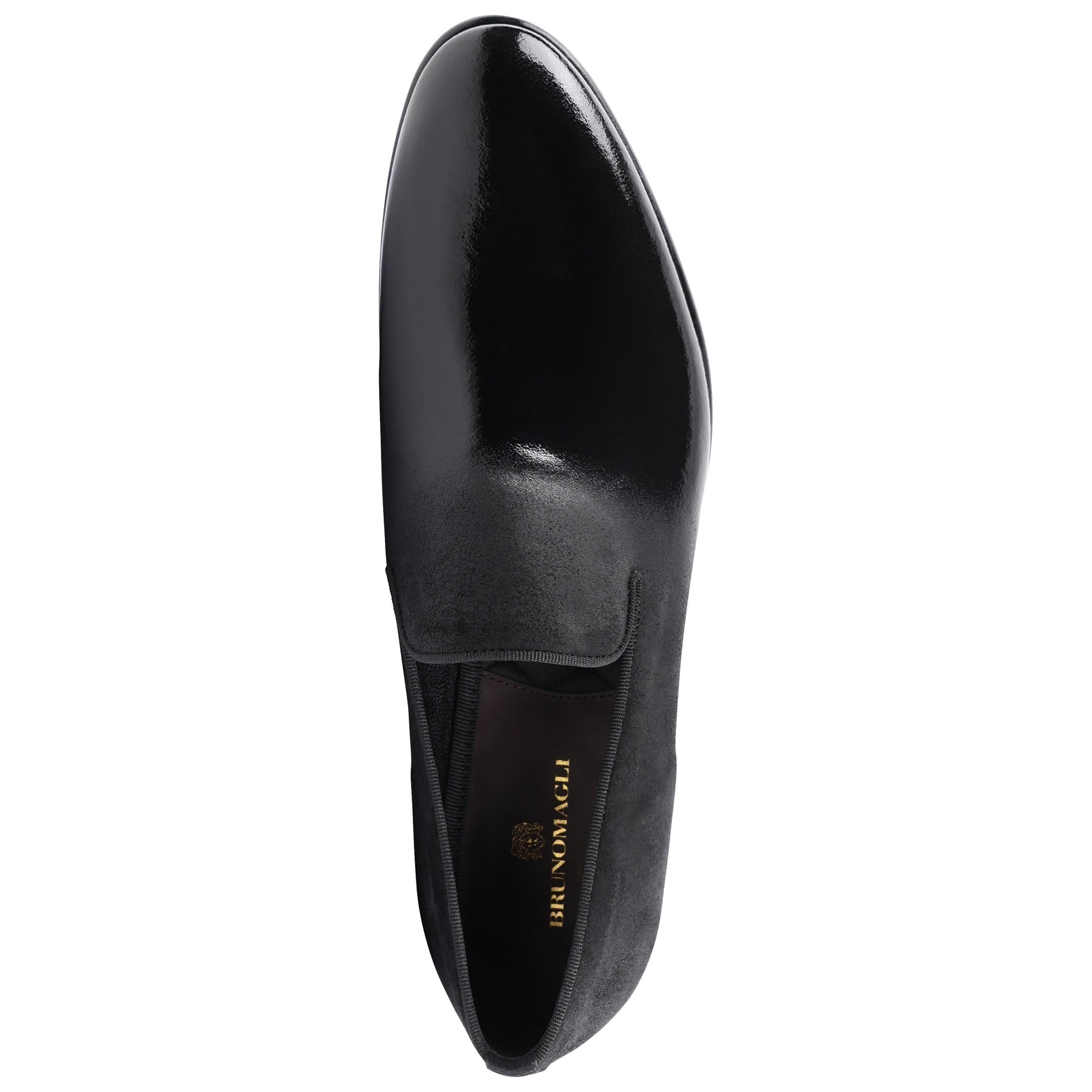 Bruno Magli Men’s Monet Classic A-Line Smoking Slipper in Black Suede with Quilted Satin Lining