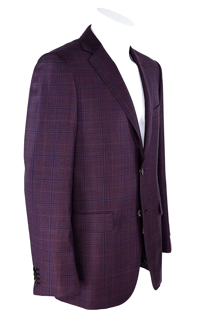 Byron Mauve Check - Men's Sports Coat - Mondo Uomo - Full Side View - 8984