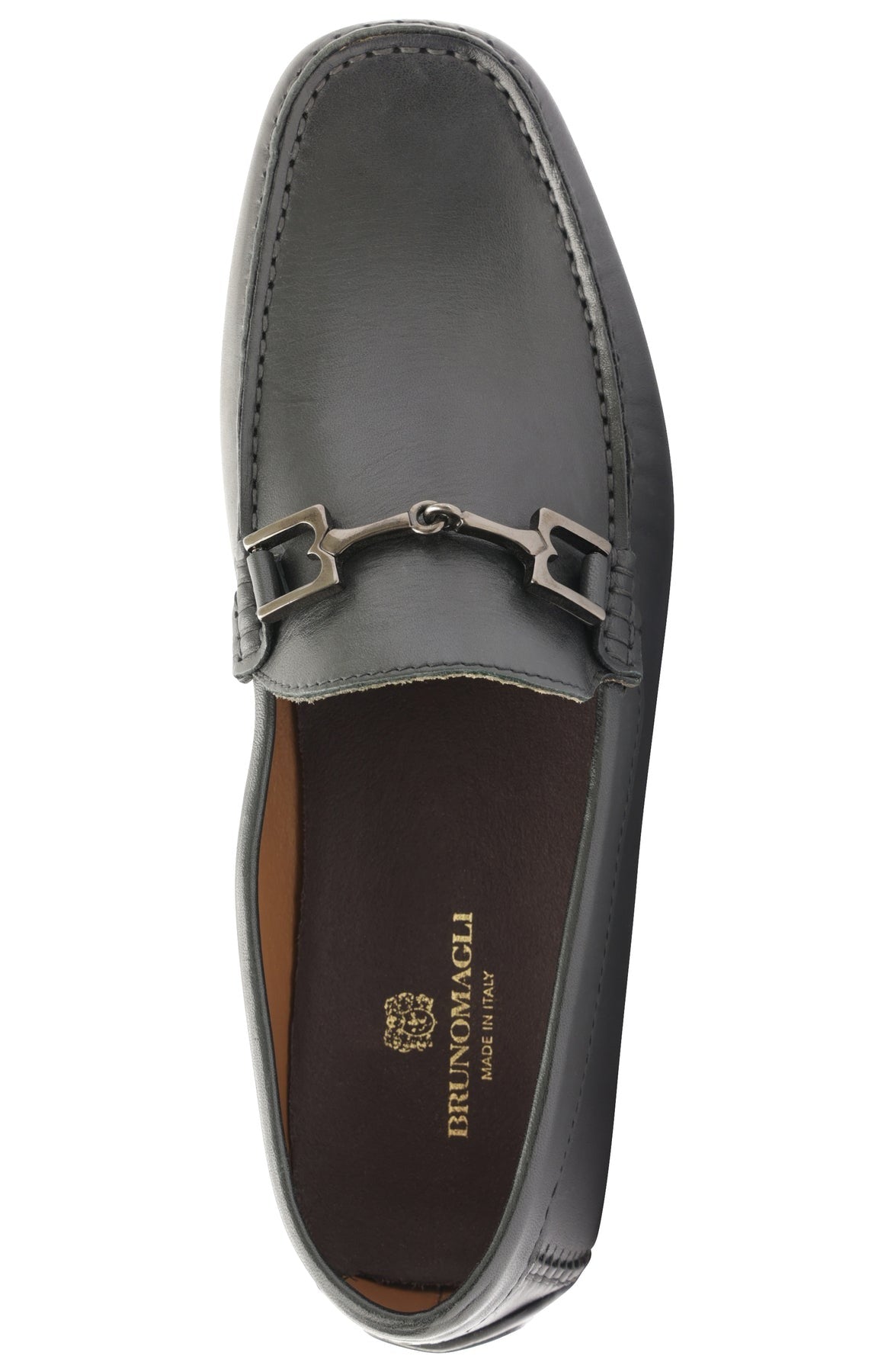 Bruno Magli Men’s Xander Driver Moccasins in Black Leather, Signature Horse Bit, Leather Lined Top View