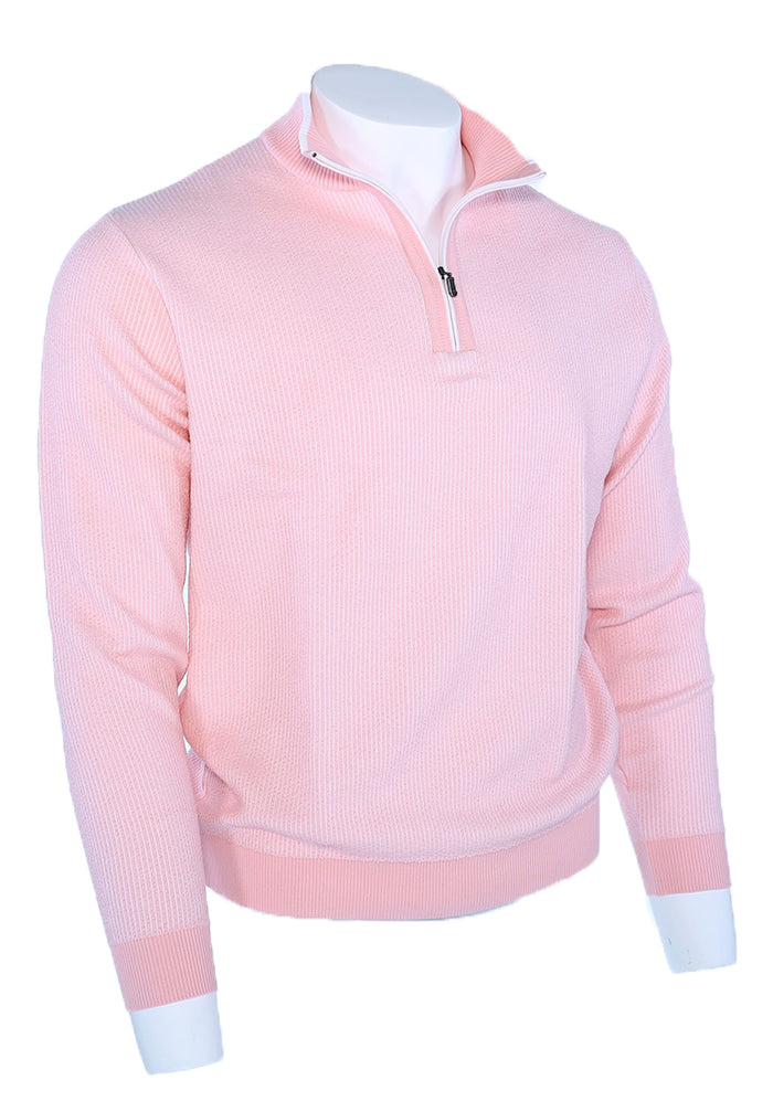 St. Croix Seersucker Zip Mock Sweater