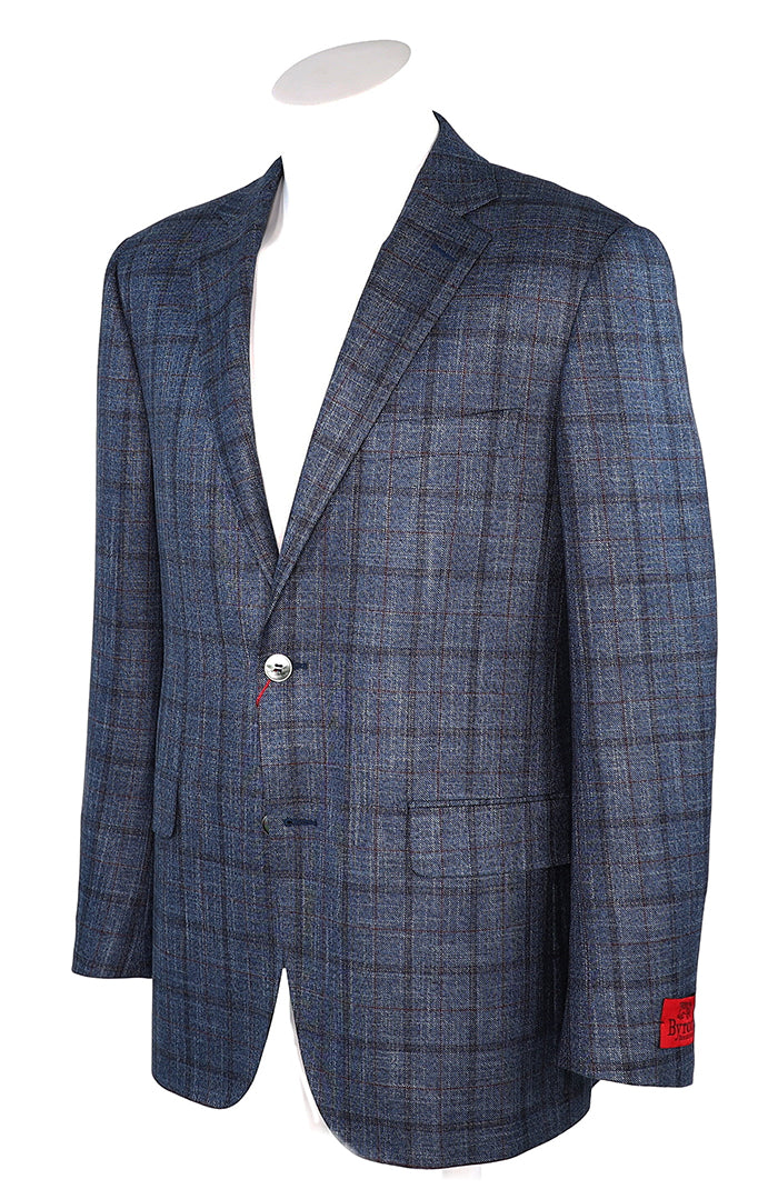 Byron Blue Windowpane - Men's Sport Coat - Mondo Uomo - 6272 - Front Side View