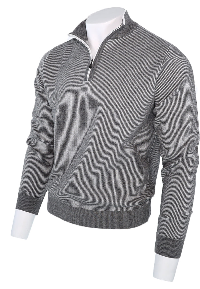 St. Croix Seersucker Zip Mock Sweater