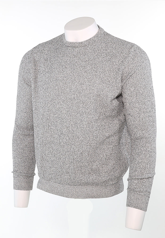 St. Croix Men’s White with Grey Mix Crew Neck Sweater – Lightweight Tonal Knit Angled View