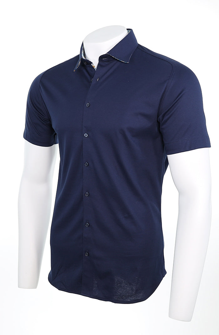 Desoto Men’s Short Sleeve Navy Interlock Jersey Shirt Made in Europe – Mondo Uomo
