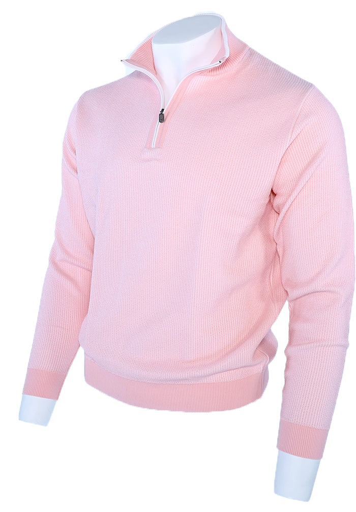 St. Croix Seersucker Zip Mock Sweater