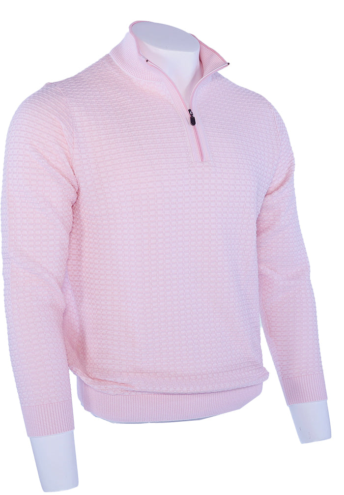 St Croix Two Tone Texture Zip Mock