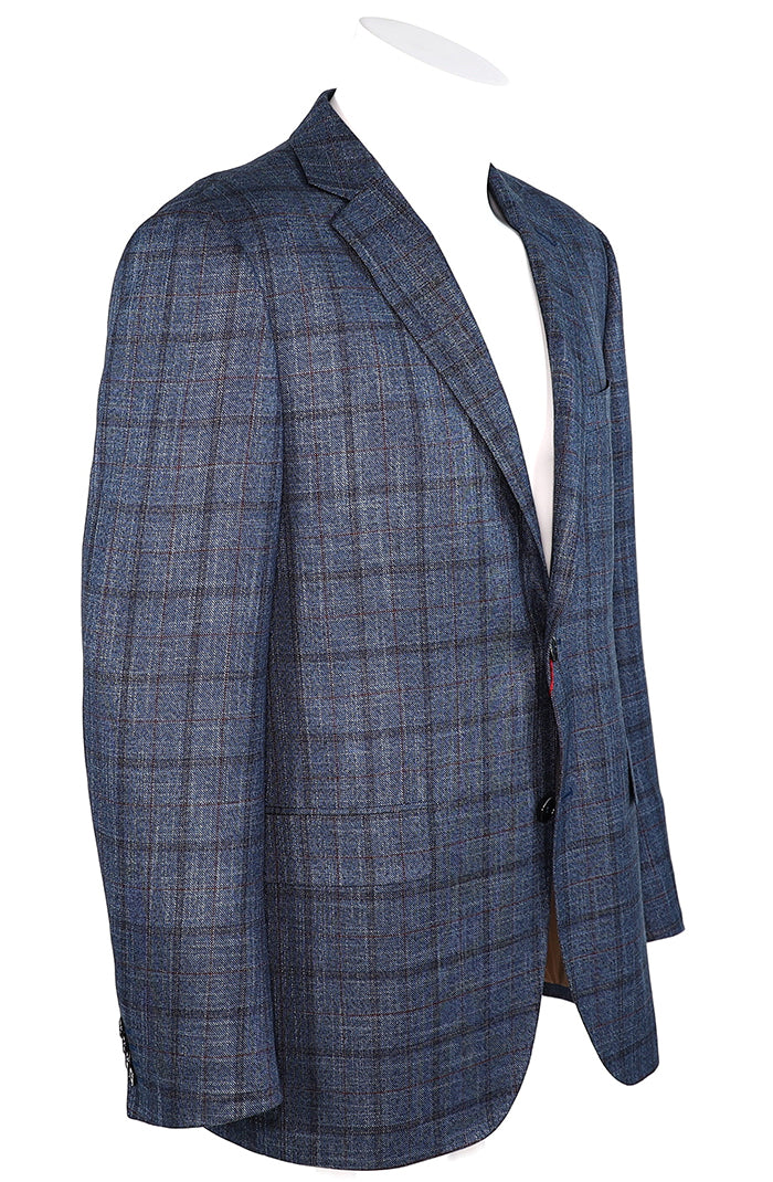 Byron Blue Windowpane - Men's Sport Coat - Mondo Uomo - 6272 - Side View