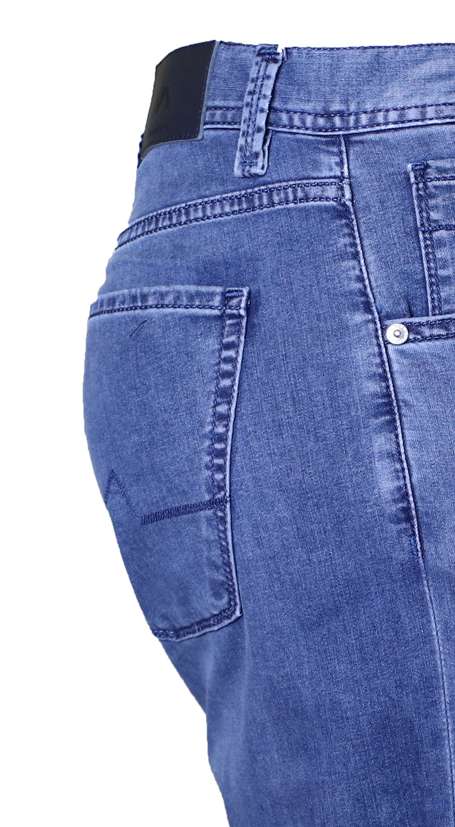 STONE TENCEL LIGHT WEIGHT DENIM MED BLUE