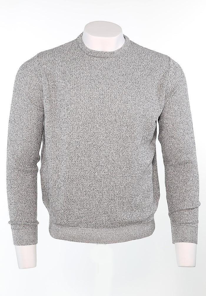 St. Croix Men’s Crew Neck Sweater in White with Grey Mix Tonal Weave – Mondo Uomo Fine Menswear