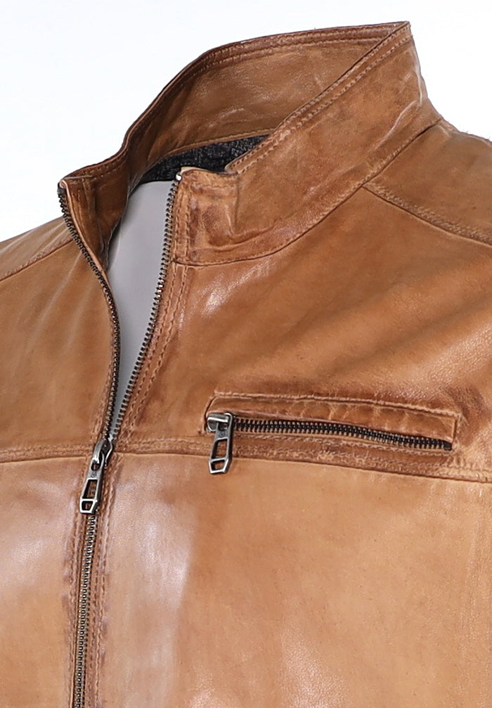 Milestone Marco Leather Tan jacket