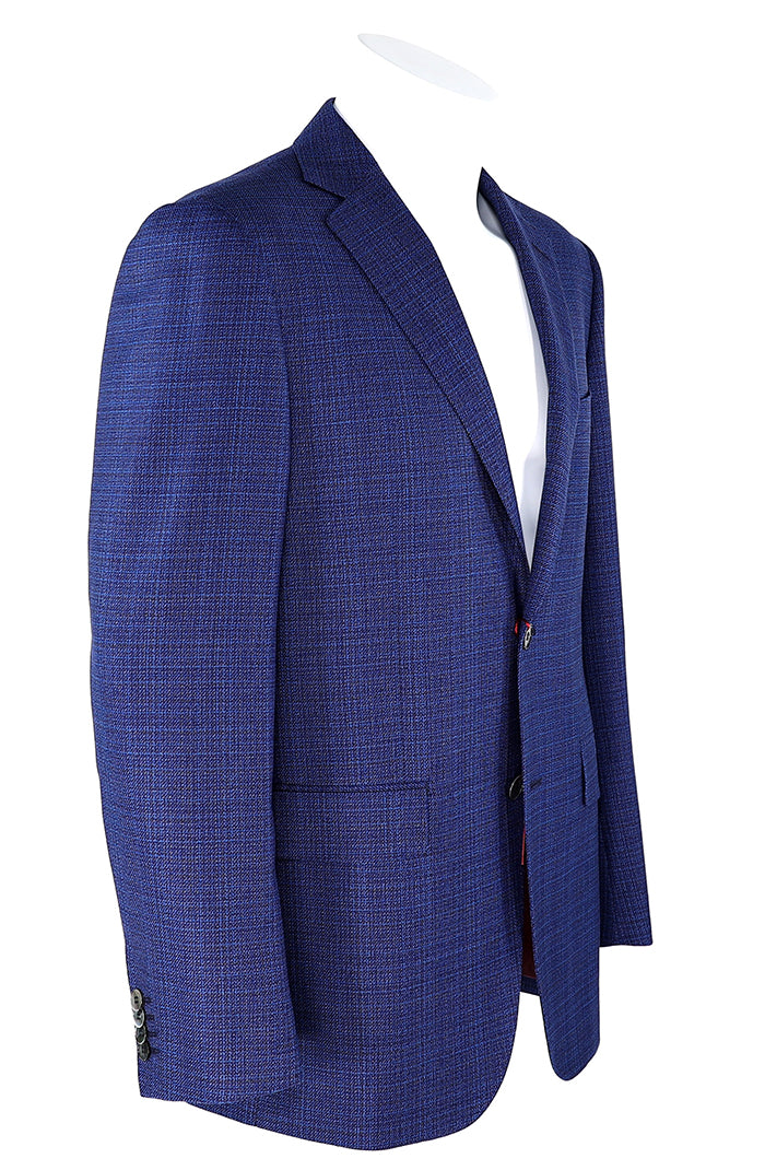 Byron Solid Blue Textured Color - Men's Sports Coat - Mondo Uomo - Full Side View