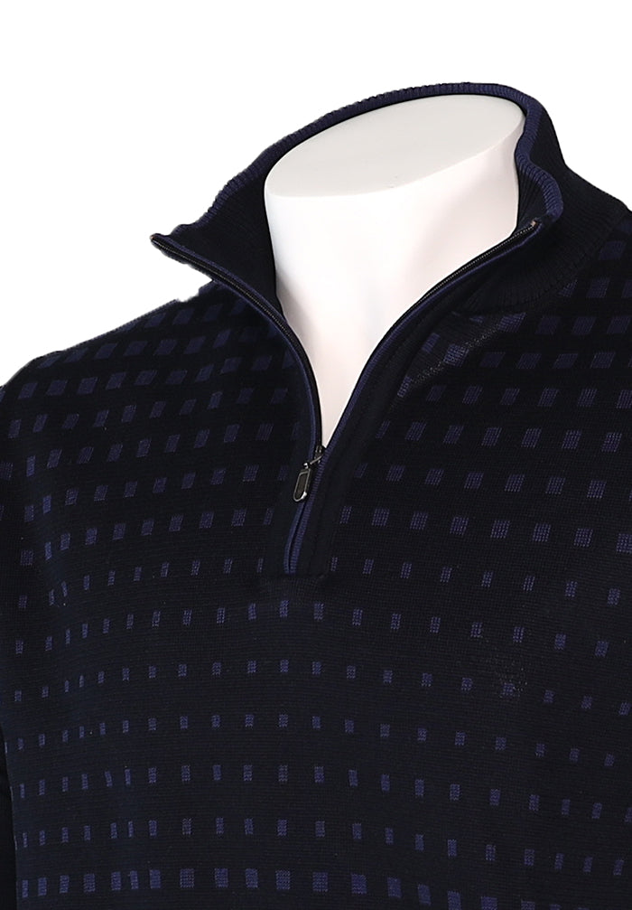 St Croix Graduated Boxes Zip Mock Sweater