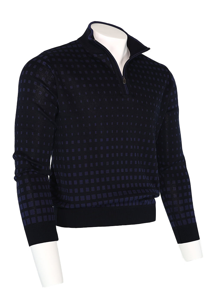 St Croix Graduated Boxes Zip Mock Sweater
