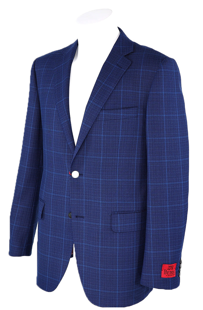 Byron Navy Tonal Check - Men's Sport Coat - Mondo Uomo - 6592 - Front Side View