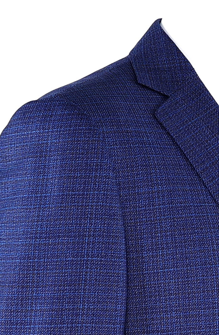 Byron Solid Blue Textured Color - Men's Sports Coat - Mondo Uomo - Shoulder View