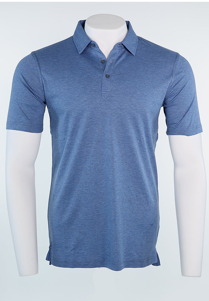 Raffi Pima Cotton Men’s Short Sleeve Denim Blue Polo Shirt in Aqua Cotton – Mondo Uomo